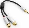 Pro Version 3.5MM (1/8") Male to (2) RCA Female Speaker/Headset/AUX (Auxiliary) Y Cable - Bridge Wholesale