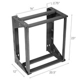 Black 12U Wall Mount Swing Out Data Rack, 12” Deep - Bridge Wholesale
