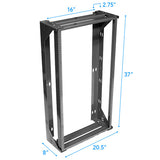 Black 20U Wall Mount Swing Out Data Rack, 8” Deep - Bridge Wholesale
