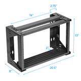 Black 6U Wall Mount Swing Out Data Rack, 8” Deep -  Bridge Wholesale