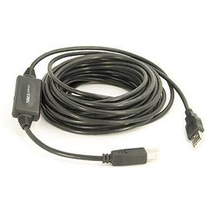 USB A Male to B Male Active Printer/Device (Extension/Repeater) Cable, Ver. 2.0, Black - Bridge Wholesale