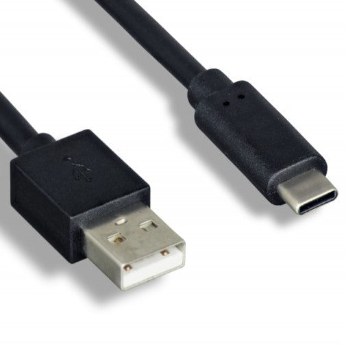 USB 2.0 Type C Male to Type A Male Cable, Black - Bridge Wholesale