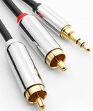 Pro Version 3.5MM (1/8") Male Stereo to (2) RCA Male Speaker/Headset/AUX (Auxiliary) Y Cable - Bridge Wholesale
