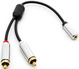 Pro Version 3.5MM (1/8") Female to (2) RCA Male Speaker/Headset/AUX (Auxiliary) Y Cable - Bridge Wholesale