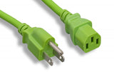 Green Standard Equipment Power Cord, C13 – 5-15P, 