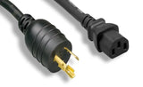 L6-20P to C13 14/3 AWG 15A/250V Power Cord UL SJT 105°C, BLACK - Bridge Wholesale
