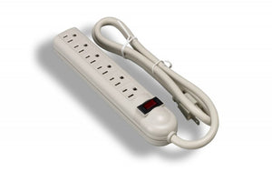 6 Outlet Power Strip with 90 Degree Outlets, Surge Suppressor & 15 Amp Circuit Breaker, 14 Gauge, White