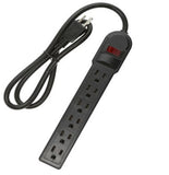 6 Outlet Power Strip with Inline Outlets, Surge Suppressor & 15 Amp Circuit Breaker, 14 Gauge
