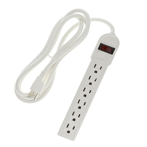 6 Outlet Power Strip with Inline Outlets, Surge Suppressor & 15 Amp Circuit Breaker, 14 Gauge