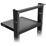 1U (1.73") Low Profile Shelf for 2 and 4 Post 19" Racks, Adjustable 17” - 24” Deep, 50lb Weight Limit, Black