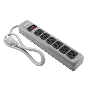 8ft 6 Outlet Durable Metal Power Strip with Sliding Safety Covers - Bridge Wholesale