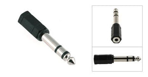 1/4" Stereo Male to 3.5MM Stereo Female Adapter, Plastic Housing, Nickel Contacts - Bridge Wholesale