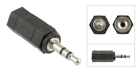 3.5mm Stereo Male Plug to 2.5mm Stereo Female Jack Adapter, Plastic Housing, Nickel Contacts - Bridge Wholesale