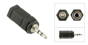 3.5mm Stereo Female Jack to 2.5mm Stereo Male Plug Adapter, Plastic Housing, Nickel Contacts - Bridge Wholesale