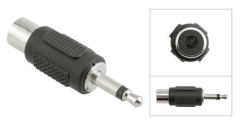 3.5mm Male Mono to RCA Female Adapter, Plastic Housing, Nickel Contacts - Bridge Wholesale