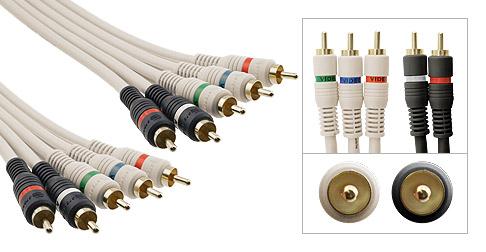 Premium (5) RCA Male to (5) RCA Male Shielded Component/RGB+H/V Cable, Gold Plated Connectors - Bridge Wholesale