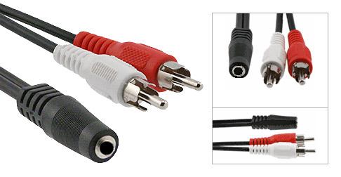 3.5mm. Stereo Female (TRS) to (2) RCA Male (left/right) Shielded Y-Cable, 6in. - Bridge Wholesale