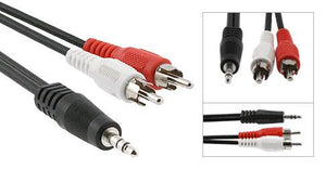 Stereo Male 3.5MM (1/8") TRS to (2) RCA Male (left/right) Y-Cable Speaker/Headset/AUX (Auxiliary) Audio Cable - Bridge Wholesale