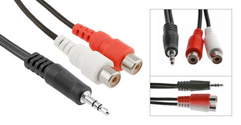 3.5mm. Stereo Male (TRS) to (2) RCA Female (left/right) Shielded Y-Cable, 6in. - Bridge Wholesale